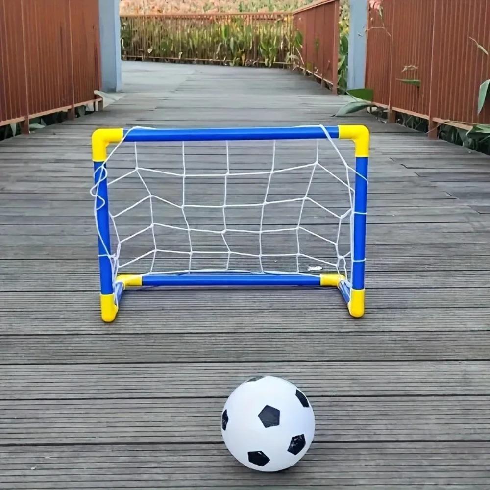 Portable Indoor/Outdoor Toy Football Goal Set44x25cm - Micro Soccer Net Pump&Ball Lightweight Kids Training Park Beach Games