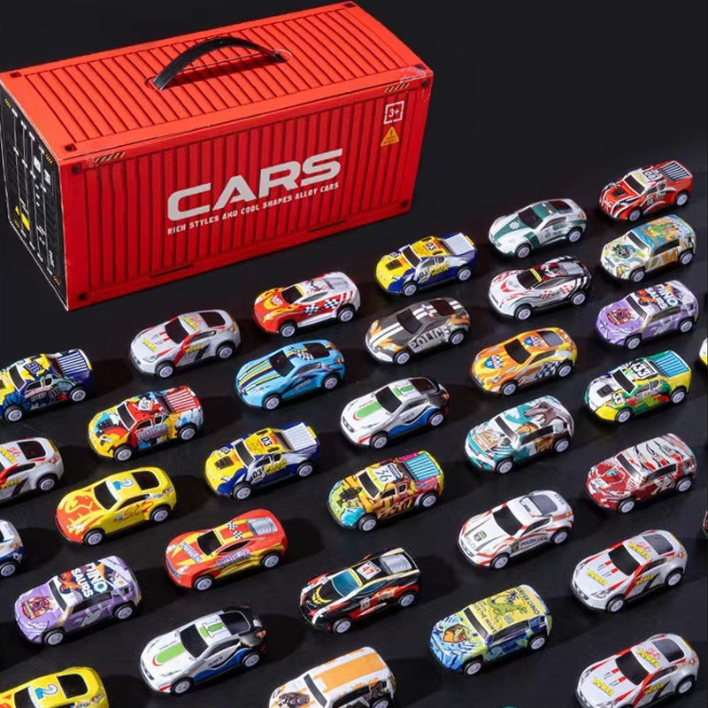 48 Stück Legierungsautos, Rennwagenmodelle, Kinderspielzeugautos, Blechautos, Rennwagenmodelle, Oldtimermodelle, Weihnachten g