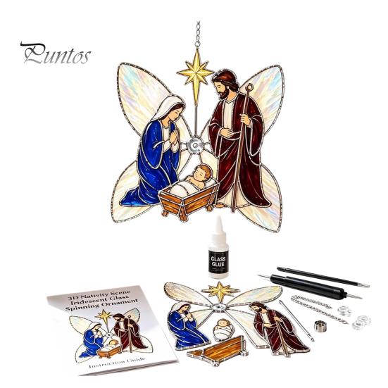 Relaxing Handcraft Gifts Christian Suncatcher DIY Kit, Stained Glass Style Religious Sun Catcher, Spiritual Home Decoration Crafts Iridescent Hanging