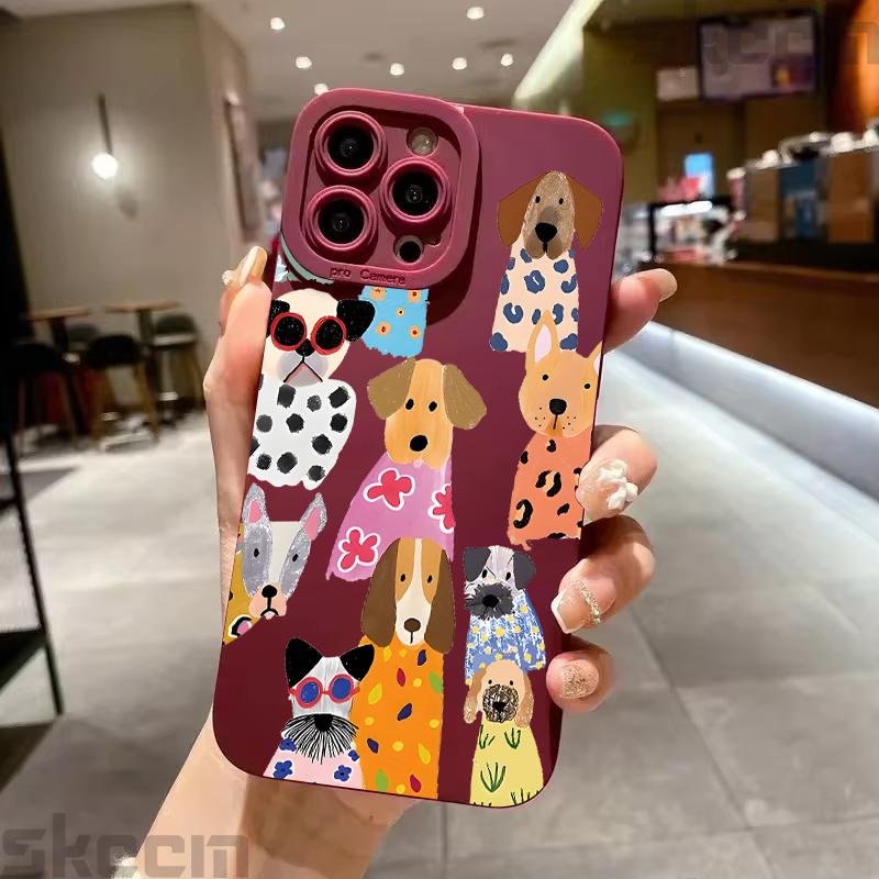 Funny Colorful Dog Pattern Design Phone Case For iPhone 17 16 15 14 Pro Max 12 11 13 Mini 17 Air XS X XR 7 8 Plus 16e Soft Cover