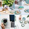 KAKISO 8 Pieces DIY 5D Diamond Painting Coasters with Craft Diamond Art Stand, Handmade Diamond Painting Coasters for Christmas Decoration, Snowman