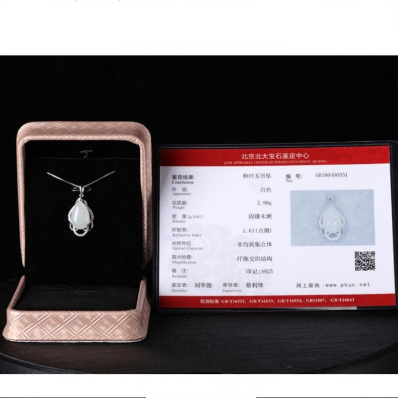 Tancise 925 Sterling Silber Klassische Damen Jade Halskette Anhänger Zirkon Mode Geschenk