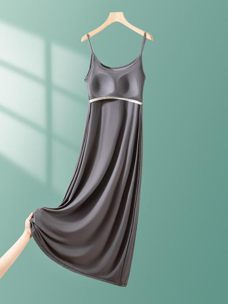 Modal Strappy Built-in Bra Summer Sleeveless Dress for Women 2025