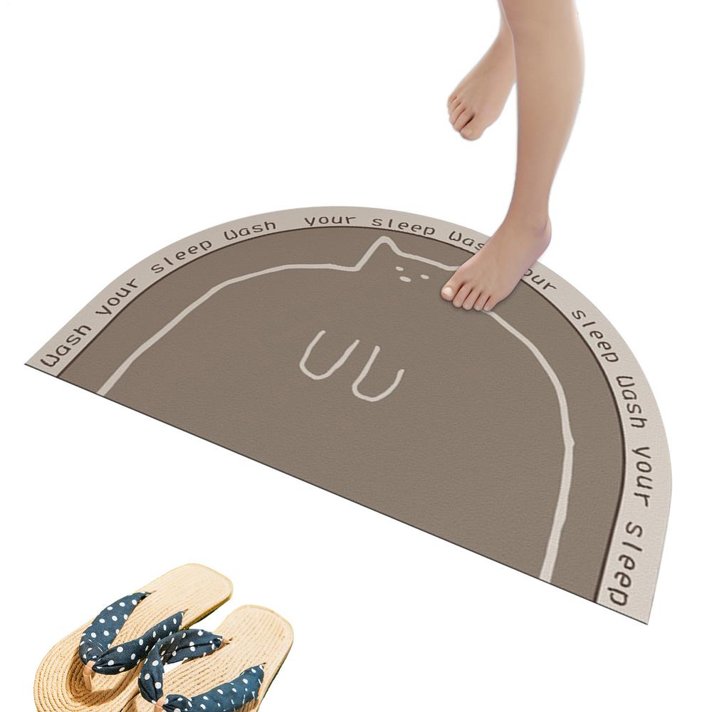 

Bath Rugs Shower Bath Mats For Bathtub Side Floor Non-Slip Bathtub Rug Absorbent Semi-Circular Floor Doormat For Entryway Living
