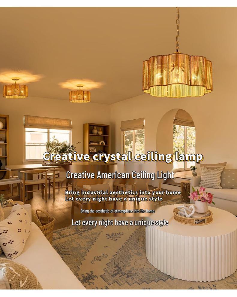 Bohemian Rattan Ceiling Light for European-Style Bedrooms & Hallways