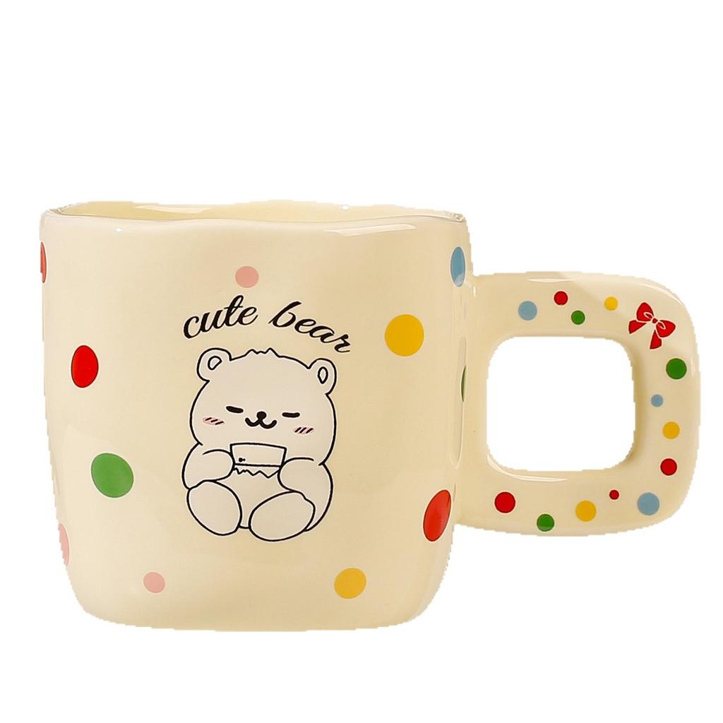 Cute Pet Cartoon Animal Ceramic Cup Cube Mug High Looking Couple Drinking Water Cup Student Breakfast Cup Coffee Cup