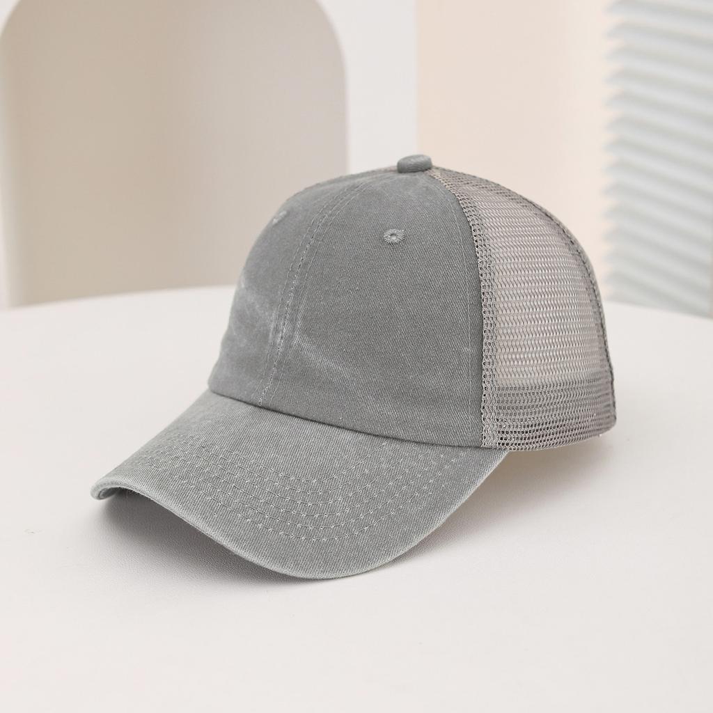 Casual Water-washed Mesh Baseball Cap, Adjustable Curved Brim Baseball Cap, Summer Sweat-absorbing and Breathable Sun Hat