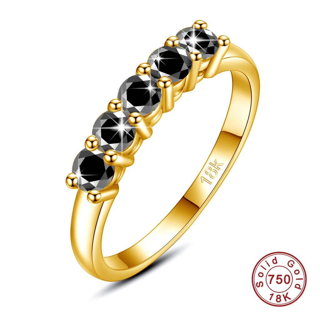 With Certficate Solid Gold Moissanite Ring For Women 5 Stone AU 750 Luxury Jewelry With Stamp Engagement Gift Trend