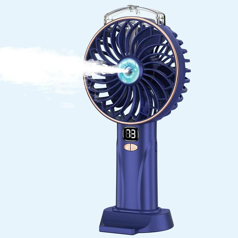 Handheld/Desk Mist Cooling Fan with Digital Display & Silent, Brushless Operation