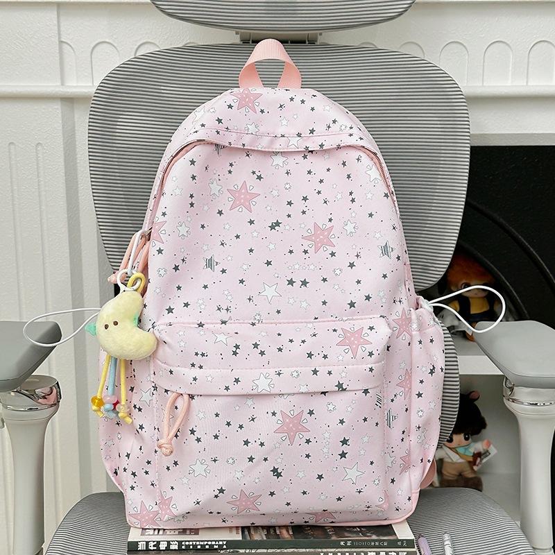Schoolbag niche ins Mori backpack women's large-capacity junior high school high school student schoolbag Korean version ultra-light star printed