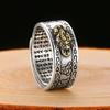 [Woffoly] Feng Shui Pixiu Mantra Ring Silver Buddhist Lucky Finger Ring MANI Amulet Mantra Jewelry Double Protection Well Slab Health Band Vintage