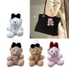 Soft Plush Bear Hanging Ornament Fashionable Soft Bear Keychain with Bowknot Plush Key Accessory for Stylish Bags