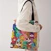 Colorful kitten pattern printed casual handbag, reusable fashionable backpack, multifunctional handbag, canvas shopping bag