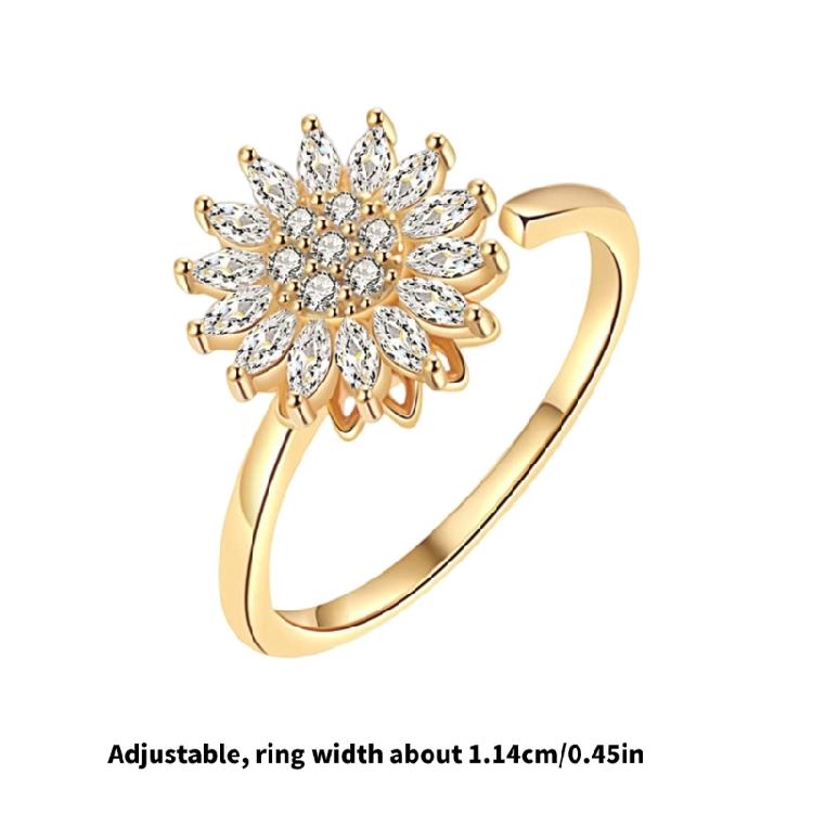 Adjustable Womens Spinner Jewelry Gold Design Stress Relief Zirconia