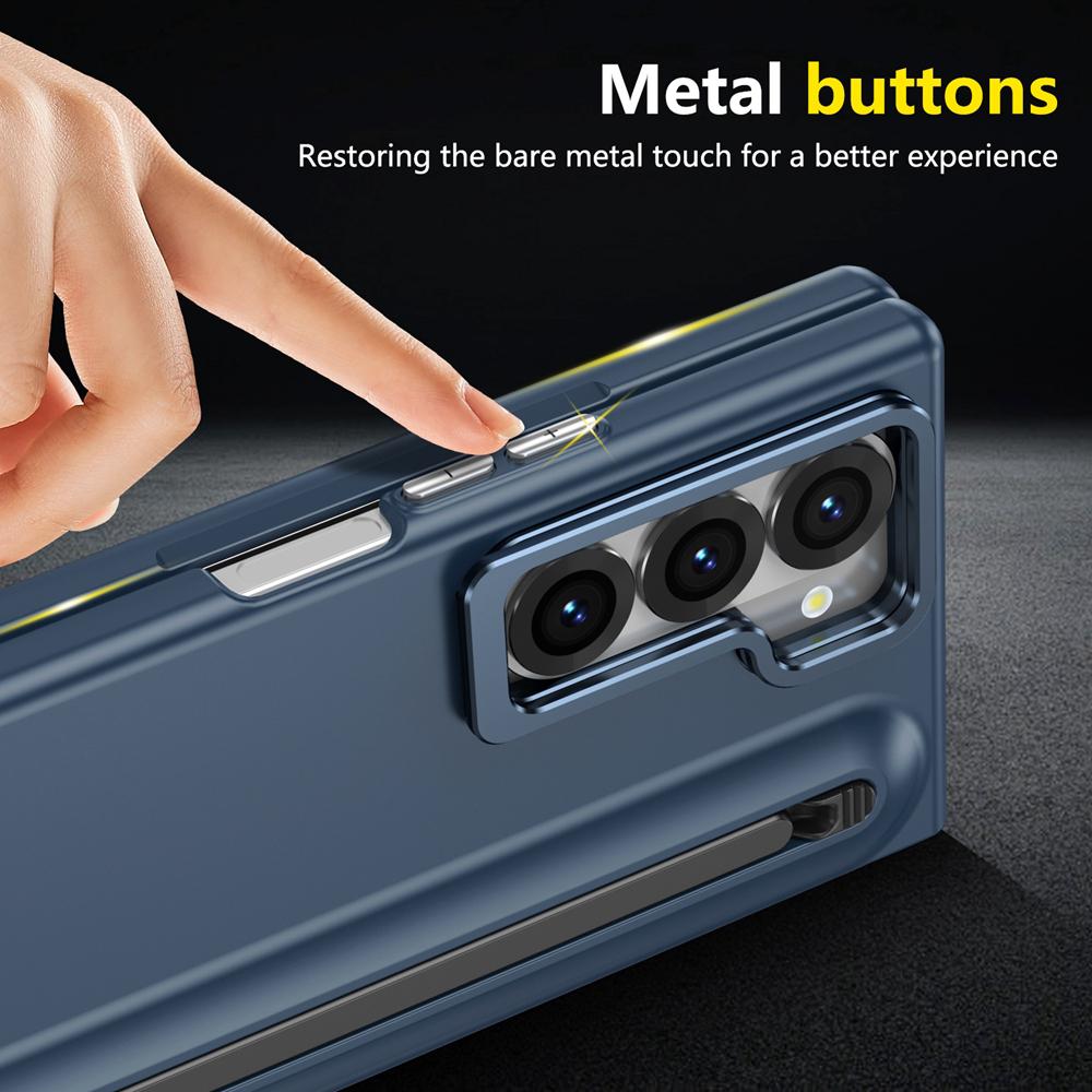 KEYSION with Touch Pen Case for Samsung Galaxy Z Fold 6 5 5G Hard PC Kickstand Phone Cover With Tempered Glass Screen Protector