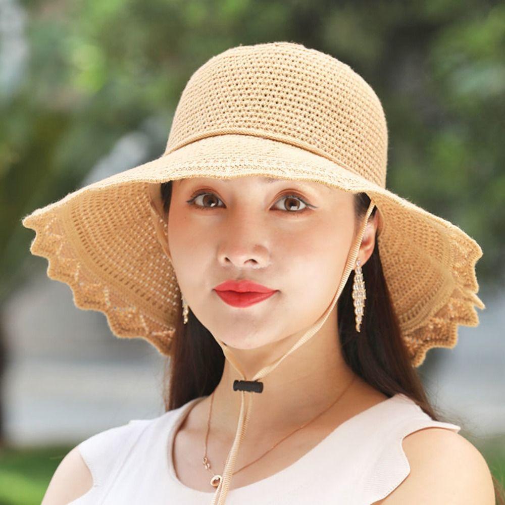 

Breathable Sunscreen Cap Big Brim Bucket Hat Fashion Sunshade Hat Women сірий