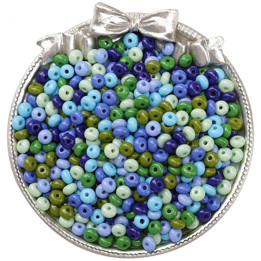 60pcs Bottled Glass Beads Charm Oil Painting Abacus Czech Beads Seed Spacer Beads For Jewelry Making Accessories