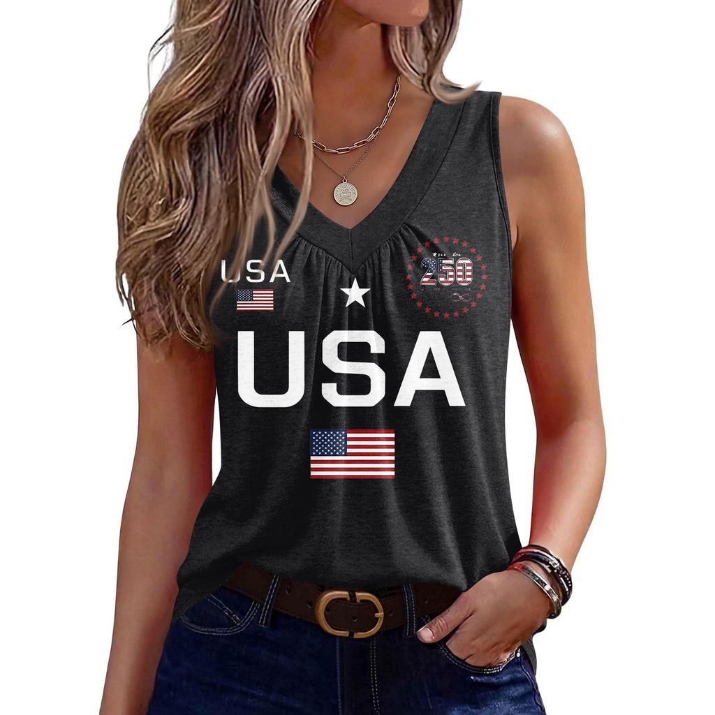 Débardeurs pour femmes Sans manches Coupe ample Hauts Col en V Chemises plissées T-shirts basiques