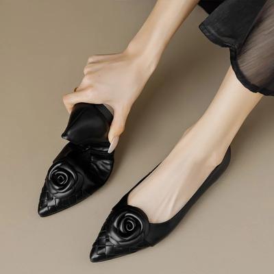 2026 Autumn Camellia Flower Shoes Women Ladies Slip On Flat Casual Office Dress Shoes Women Wedding Loafer