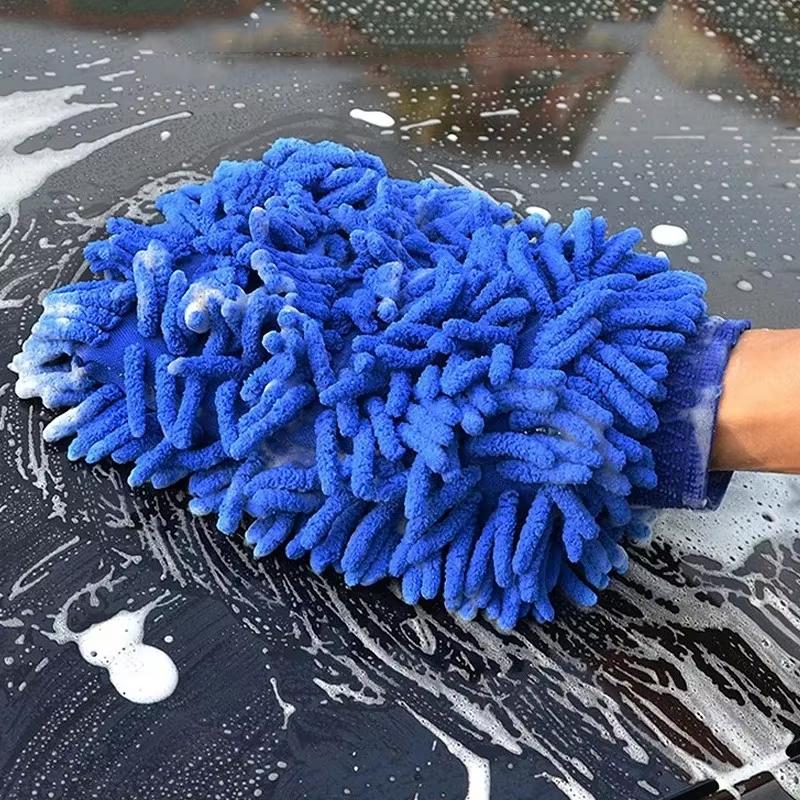 1/2PCS Chenille Plush Gloves for Car Cleaning Thickened Doublesided Car Cleaning Tools Ultrafine Fiber Car Washing Gloves