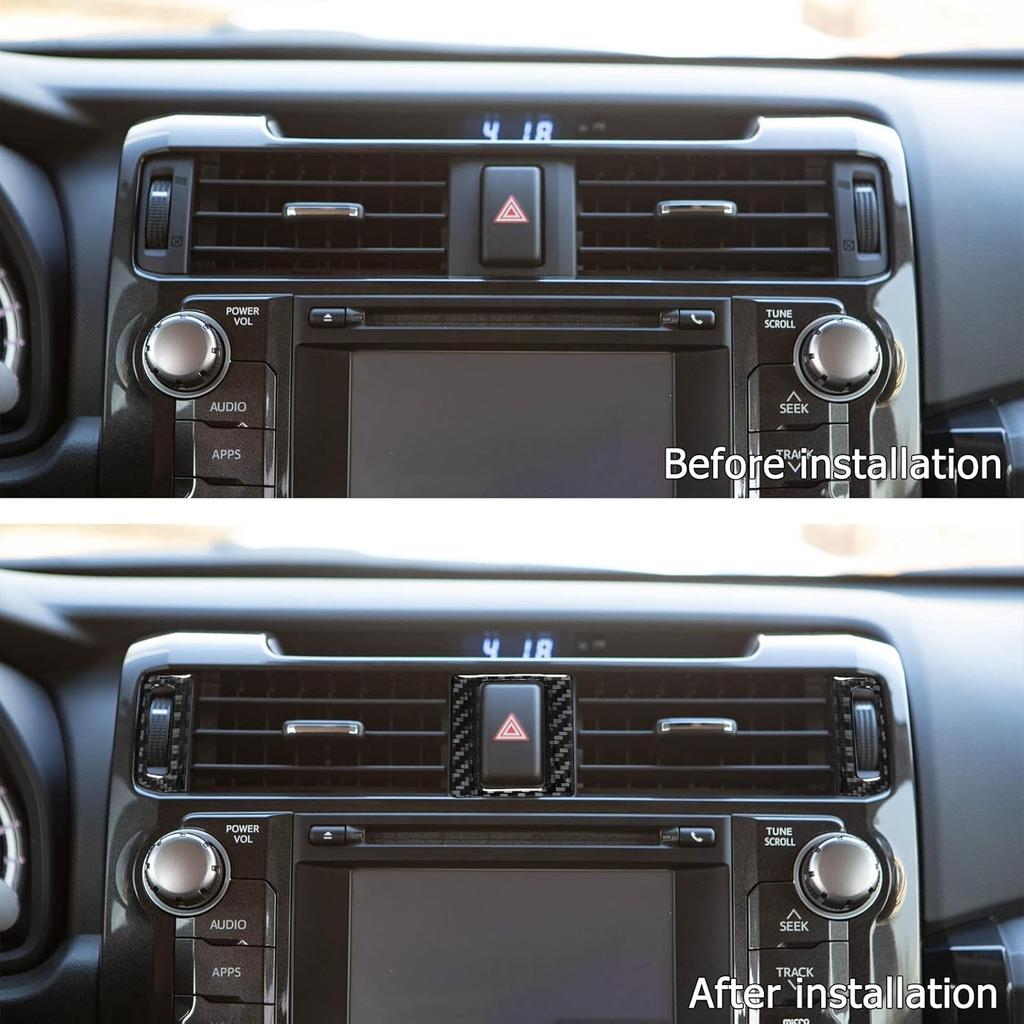 Compatible with Carbon Fiber Center Console Dashboard Air Outlet Panel Interior Accessories for Toyota 4Runner SUV 2010-2024 (3PCS Black)