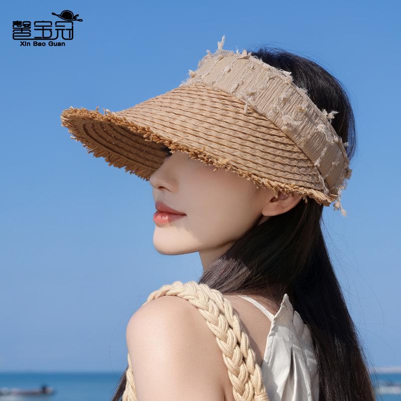 Summer Versatile Fashion Empty Top Hat Cool Straw Hat Children Travel Vacation Sun Protection Hat Outdoor Big Brim Sun Hat