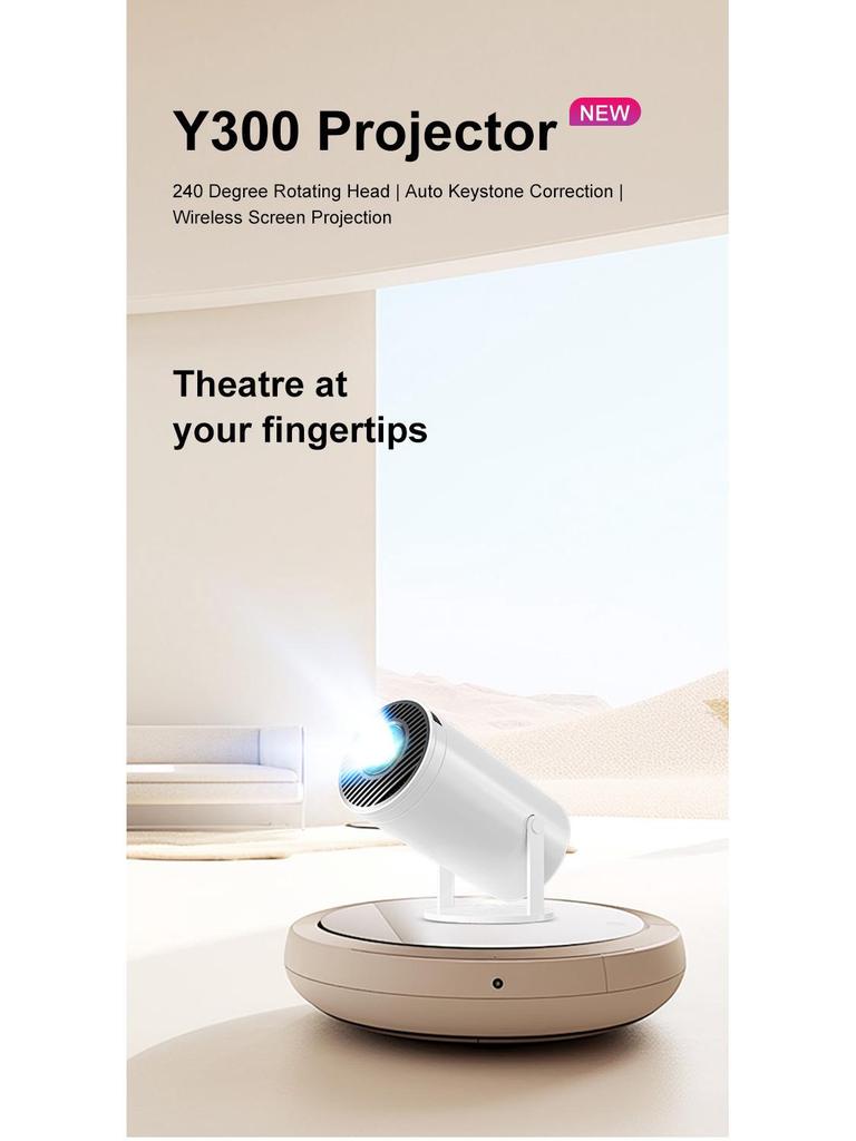 Portable 4K HD Mini Projector for Home & Bedroom