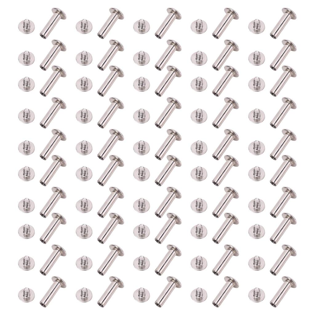 50 Sets Rivets Screws Kit M3.5 Stainless Steel Flat Round Fence Cleat Nuts for Leather Crafts