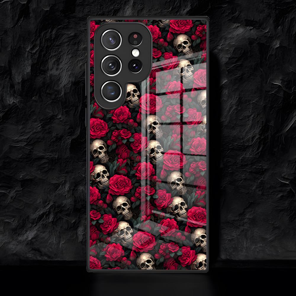 Gothic Patterns Raven Skulls Phone Case For Samsung S26 S25 Edge Ultra 24 23 22 21 Ultra Plus Fe A55 56 15 4G 5G Glass Cover