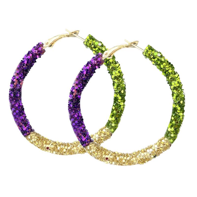 Mardi Gras Hoop Earring Feather Long Earring New Tassel Earring  Women