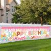 Donut Theme Party Backdrop Banner Happy Birthday Party Decor Photo Booth Background Baby Shower Girl Hanging Flag Backdrop Props