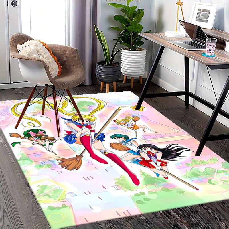 1pc Sailor Moon Anime Cartoon Design Office Chair Mat Non-Slip Carpet for Home Decor, Living Room, Bedroom, Game Room - Perfect Gift for Fans.O012