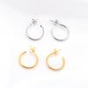 15/20mm Minimalist Stainless Steel Round Circle Loop Earrings for Women Smooth C Shape Hoop Huggie Ear Jewelry Accessories