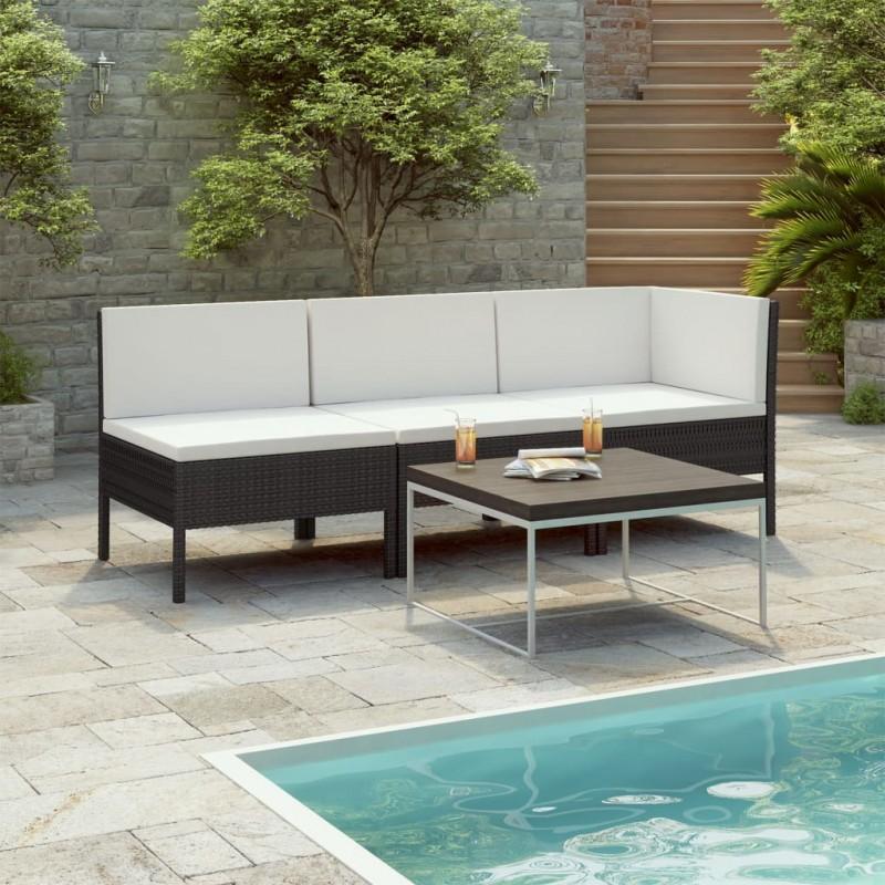 Day and Night - Day and Night 3-piece Garden Furniture Set and Black Synthetic Rattan Cushions