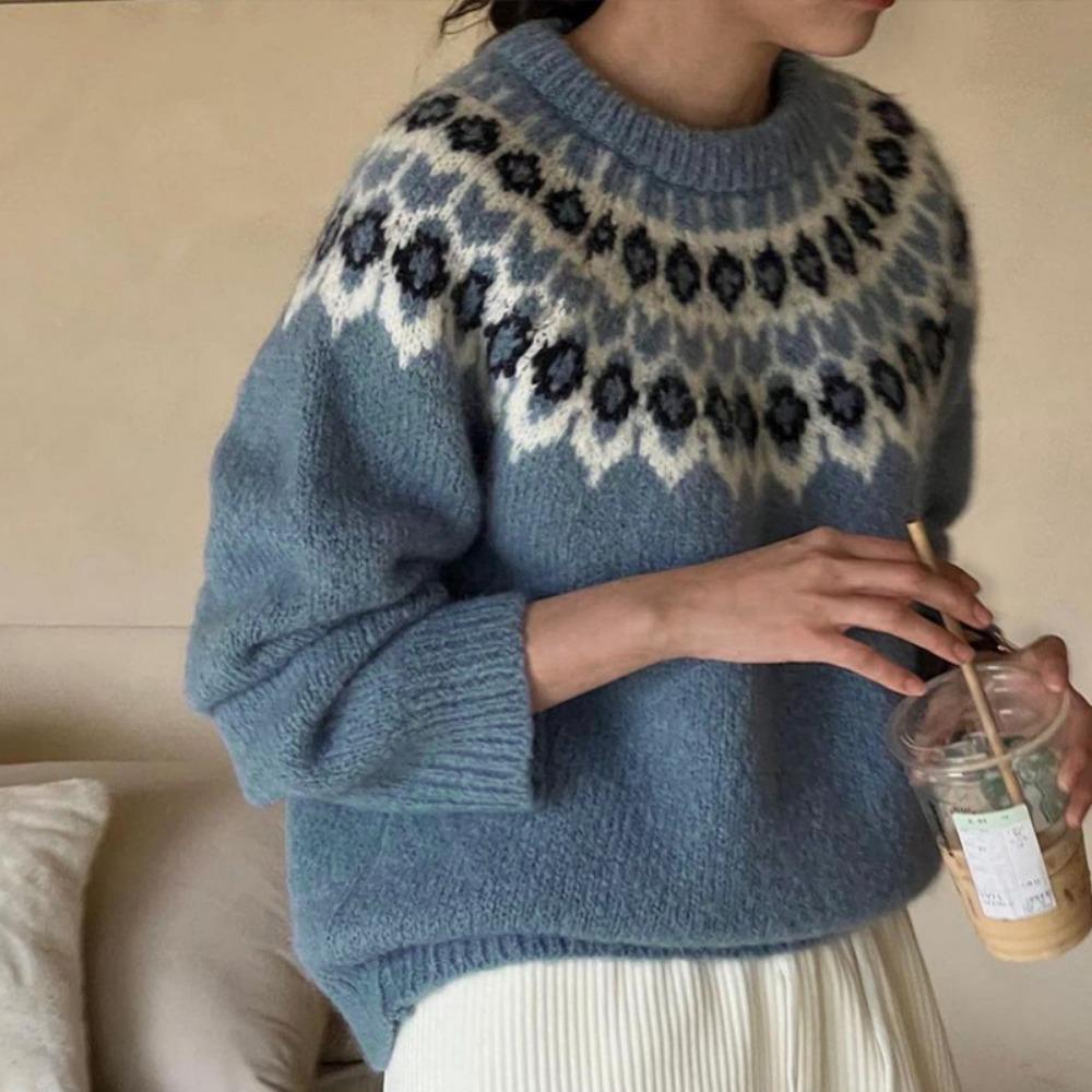 New Autumn and Winter Ethnic Style Long-sleeved Round Neck Loose Versatile and Comfortable Commuter Style Sweater