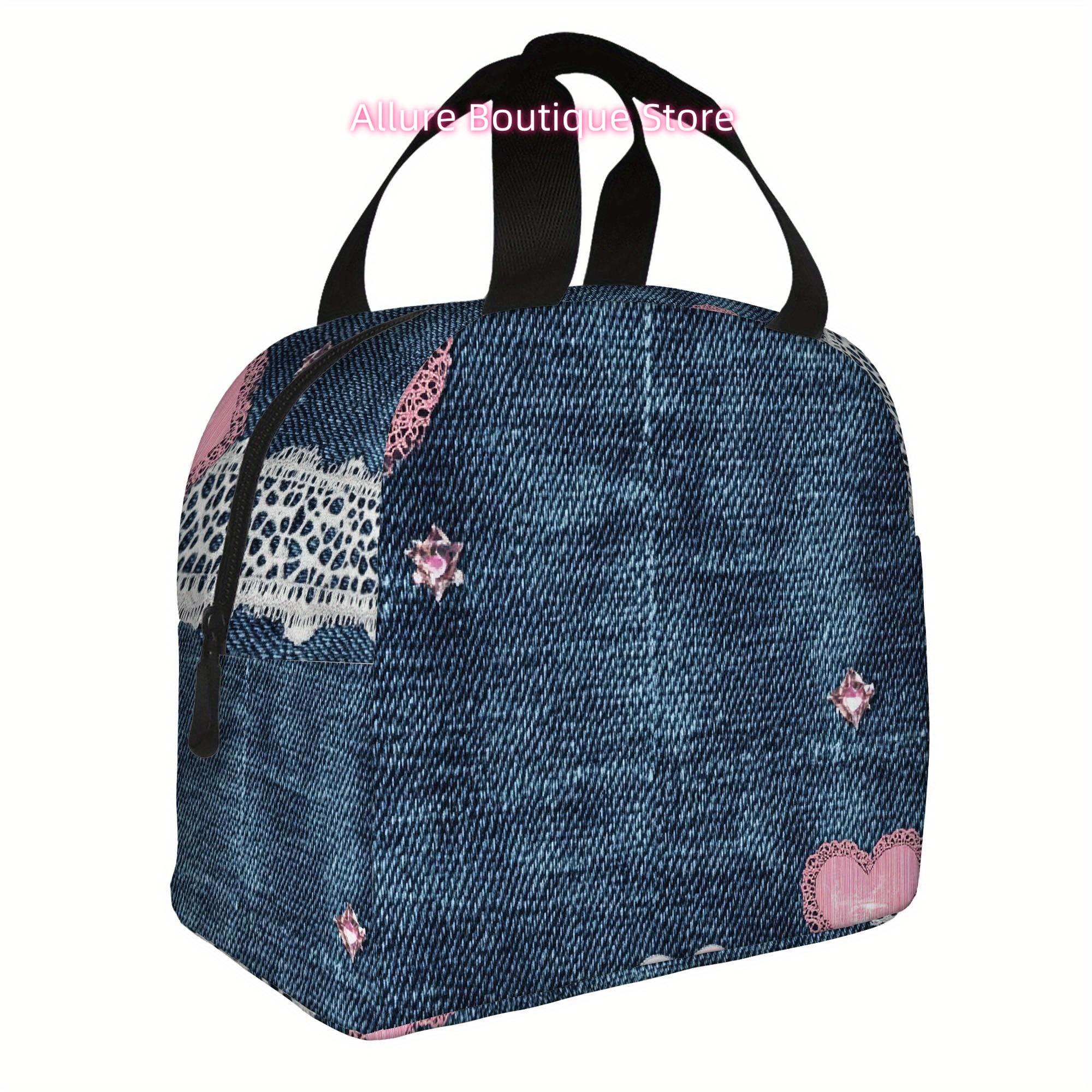 1pc Thermal Insulated Bag - Denim Fabric Thermal Insulation, Non-Food Contact, Portable Thermal Bag for Home, Office, Restaurant 8.5 8 5inch бежевый