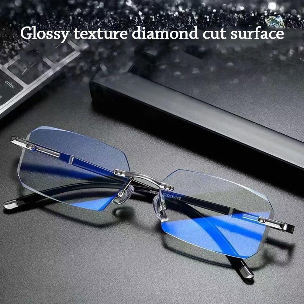 Rimless Cut Edge Anti-Blue Light Reading Glasses Eye Protection Optical Eyewear  Office