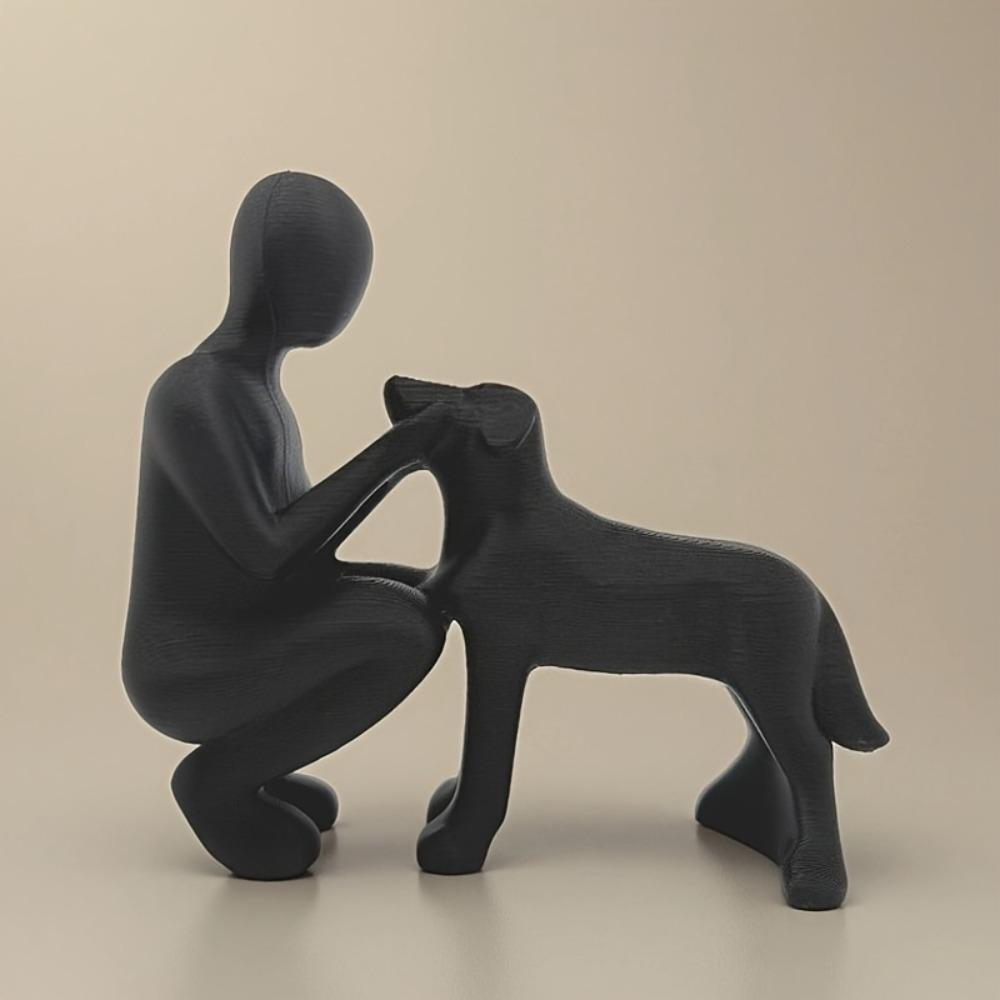 Statue of Human Dog Friendship, Heartwarming Pet Enthusiast Gift, Pet Dog Souvenir, Designed for Dog Lovers, Home Decoration