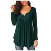 Ladies Fashion V-neck Button Pleated Long-sleeved Sleeves Two-wear Loose Top