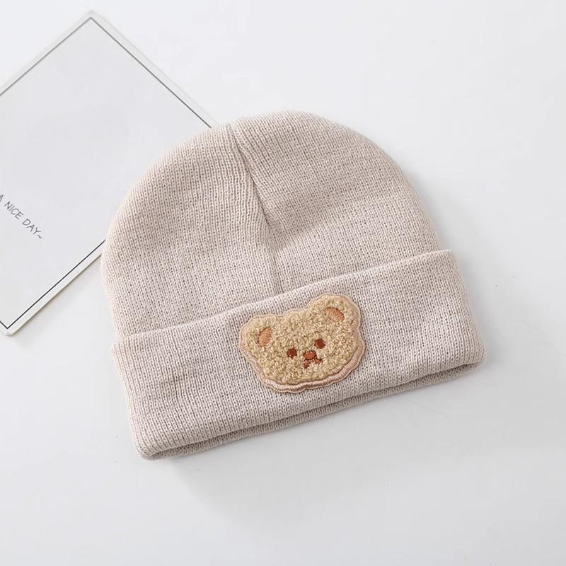 

Корейская детская шапка с рисунком медведя, зимняя теплая вязаная шапка для новорожденных мальчиков и девочек, шапочки, мягкая шапка для малышей, детские шапки, капот 1 PC хаки