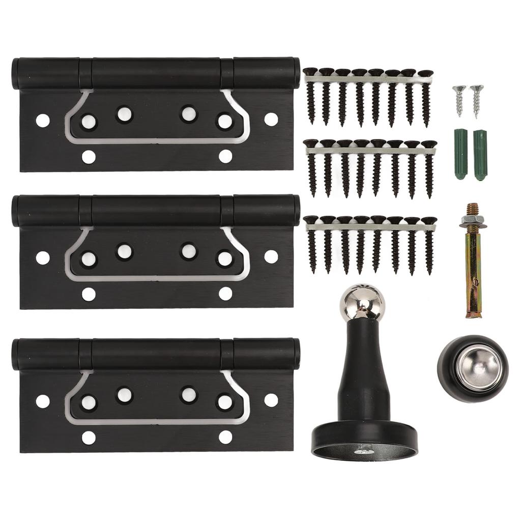 5 Inch Door Hinge Kit with Magnetic Door Stop Metal Quiet Strong Load Bearing Door Hinge for Bedroom Black