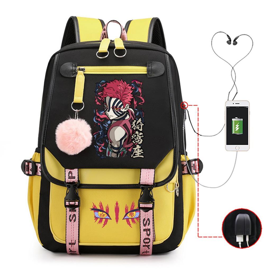 Ghost Extermination Surrounding Day Trend Backpack Large Capacity Student Schoolbag Multi-functional Leisure Outdoor Bag