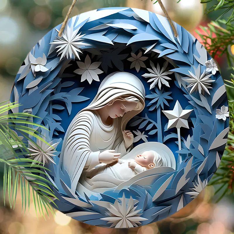 Holy Night Nativity Scene Pendant, Decoration of Home Walls or Doors, 2d Flat Wooden, Christmas Decoration, Gifts for Friends and Family