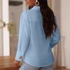 Chemise/Blouse élégante et polyvalente pour femme à motif cœur, boutonnage simple, manches longues.