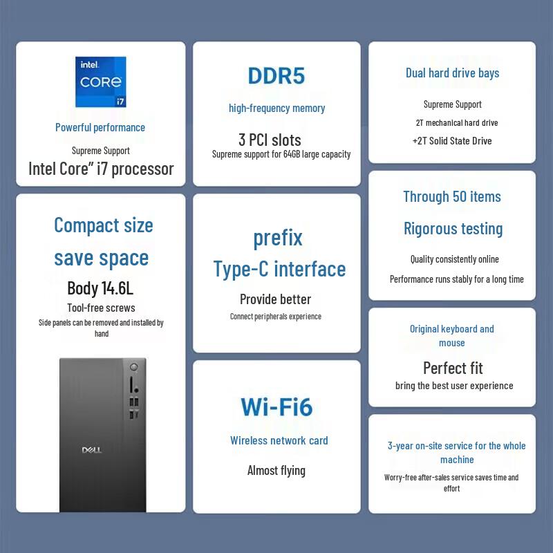 Dell Inspiron ECT1250 Desktop PC - i7-12700F, 16GB RAM, 512GB SSD, GT 710 (CN version)