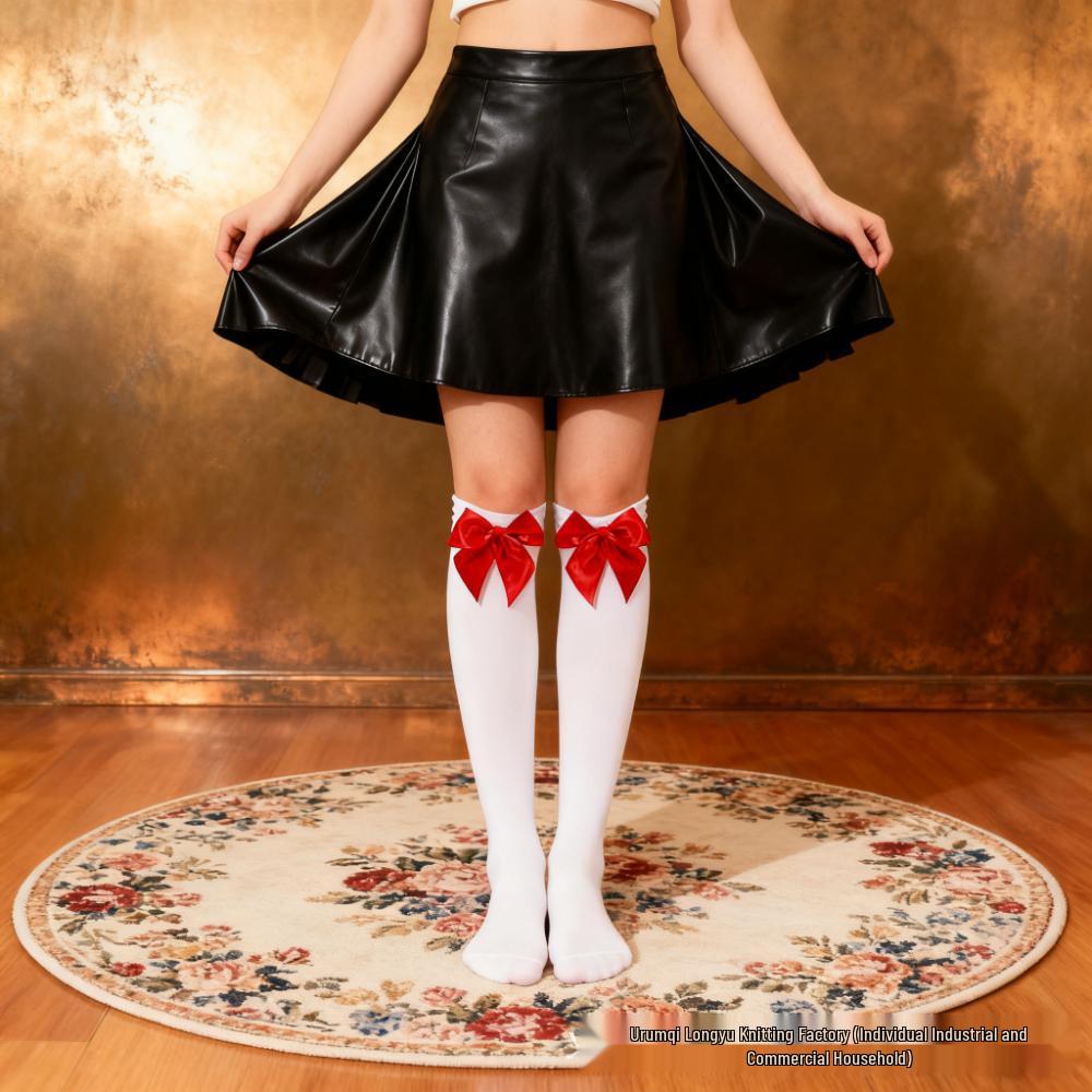 Velvet Thigh-High Stockings with Bow – Sexy Halloween Costume Socks
