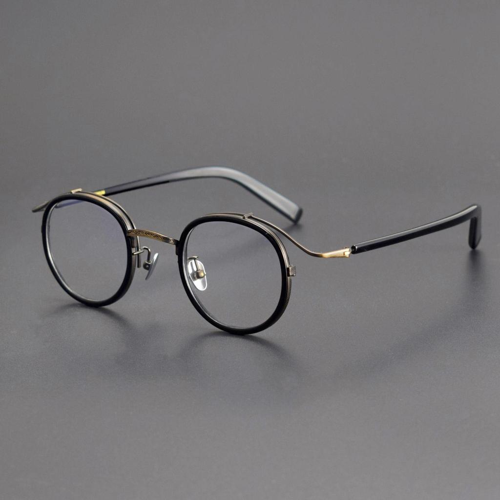 Hutong Song Retro Pure Titanium Round Glasses with Anti-Blue Light for Large Faces - Fashionable and Myopia-Compatible