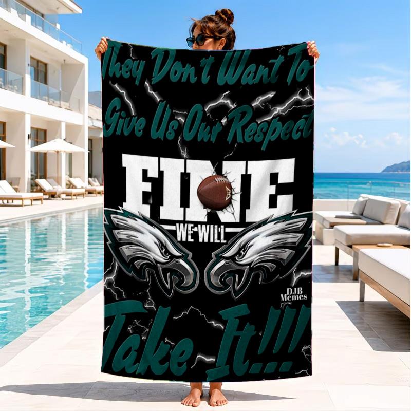 Asciugamano da Spiaggia Philadelphia Eagles Partita Notturna, Asciugatura Rapida, Facile da Curare, Adatto sia per il Fitness che per le Vacanze al Mare, Essenziale Sportivo