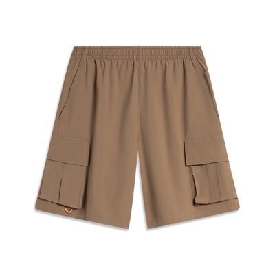 Li Ning Sports Lifestyle Series Solid Color Multi-Pocket Woven Sports Shorts Men Shorts Cocoa-Brown AKSU517-3