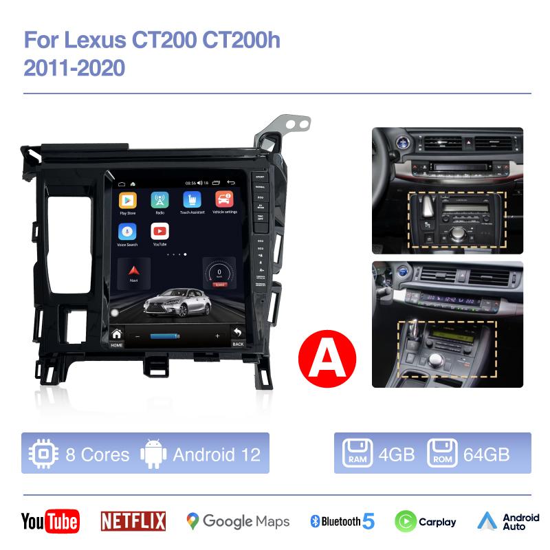 9.7inch Tesla Style Car Multimedia Video Player For Lexus CT200 CT200h 2011-2020 GPS Navigation Android12 Auto Radio Carplay 4G